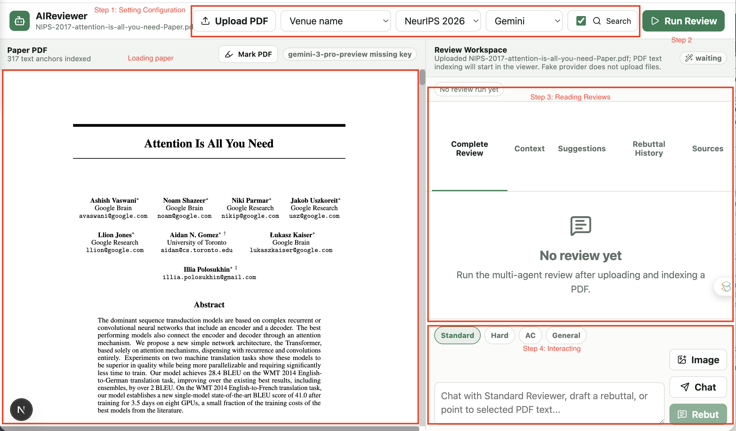 AIReviewer user interface